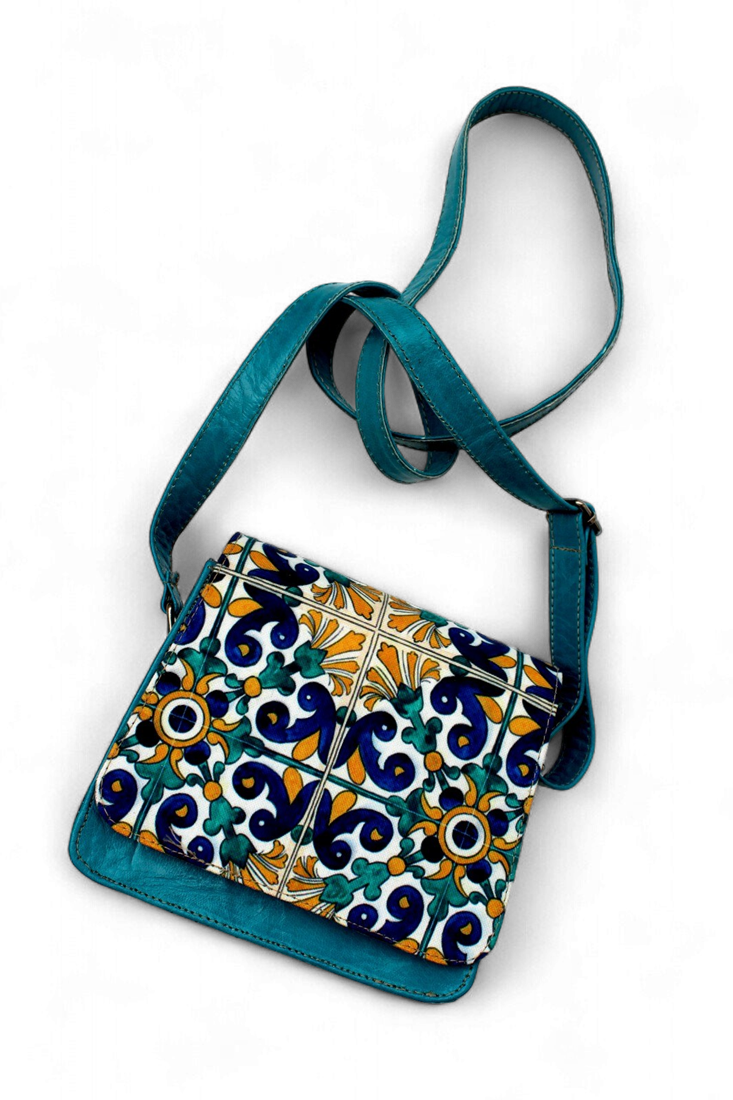 Sac Fazghoul motif Azul, pochette bandoulière compacte