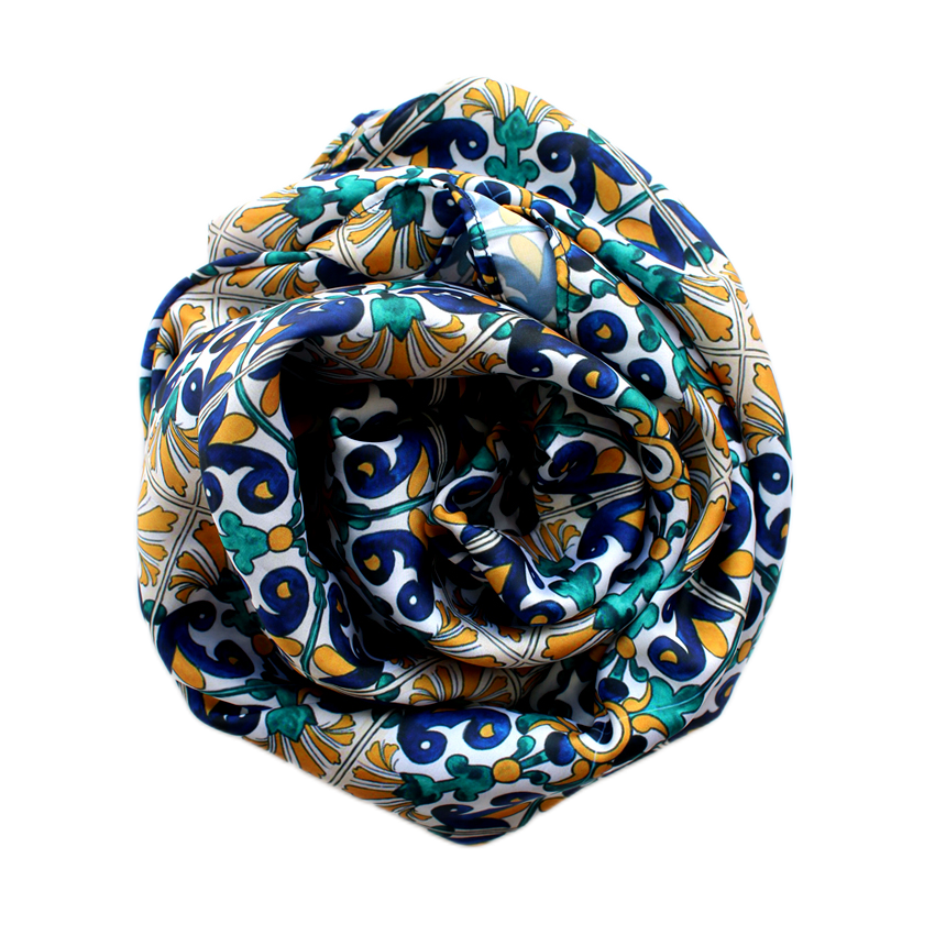 Foulard Mizam soie motif Azul