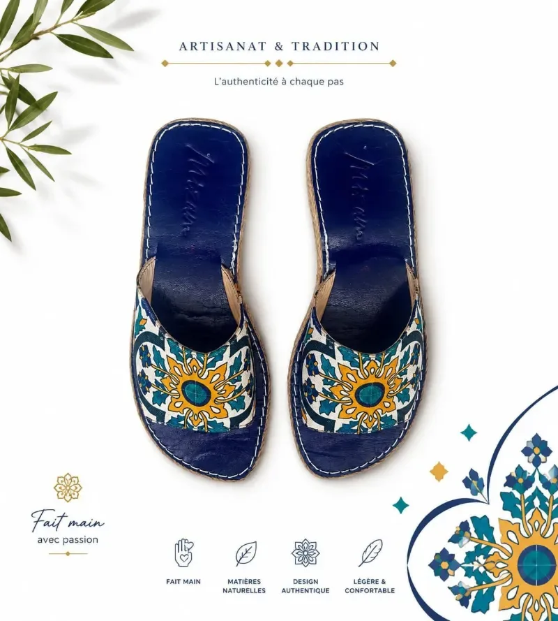 Mule Chehili motif Azul